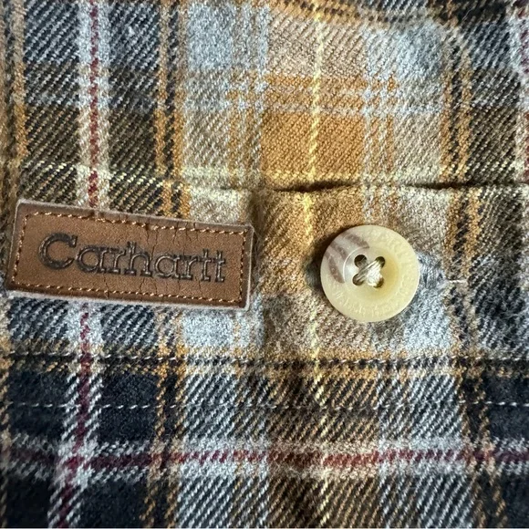 Carhartt Men's XXL Brown Plaid Button Down Long Sleeve Shirt - Picture 8 of 9